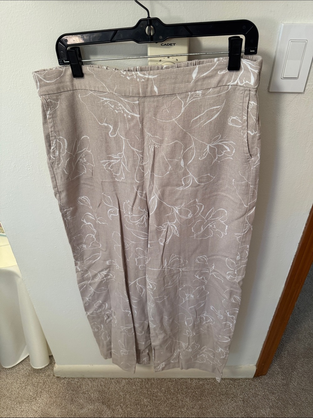 Halogen Taupe Wide Leg Floral-Print Pants